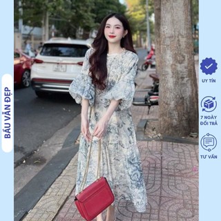 Đầm váy bầu dự tiệc tay lỡ đuôi cá điệu đà chất voan tơ 2 lớp cao cấp v782 - váy bầu công sở hottrend freesize