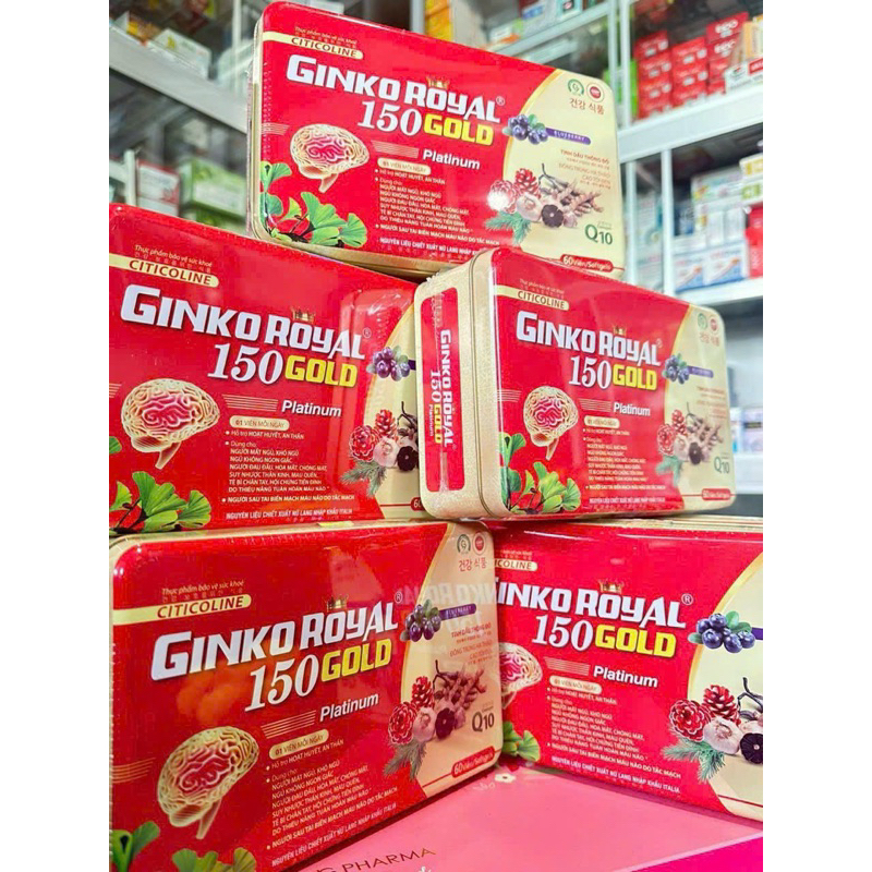 VIÊN UỐNG HOẠT HUYẾT DƯỠNG NÃO GINKO ROYAL 150 gold HÀNG CHUẨN có tem (40 viên)