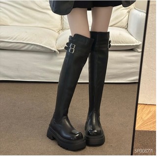 ✅Hàng sẵn tại Việt Nam - Boots đen cổ cao 2 khuy đôi gài SP006771