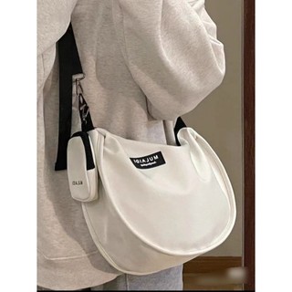Túi đeo chéo kèm túi con, vải canvas: túi tròn kèm túi con