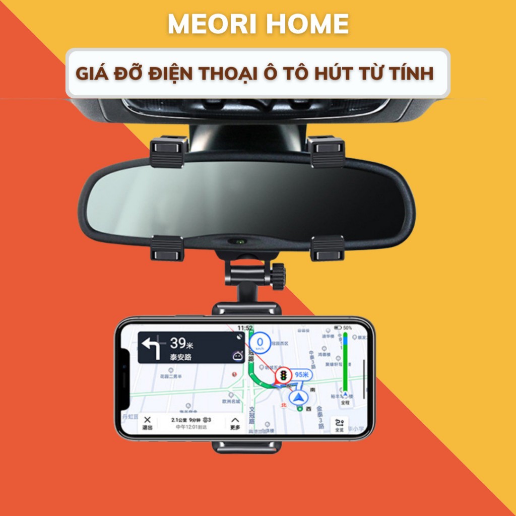 Giá đỡ điện thoại, kẹp lên gương chiếu hậu để trên ô tô, có thể xoay 360 độ GD010 - Meorihome