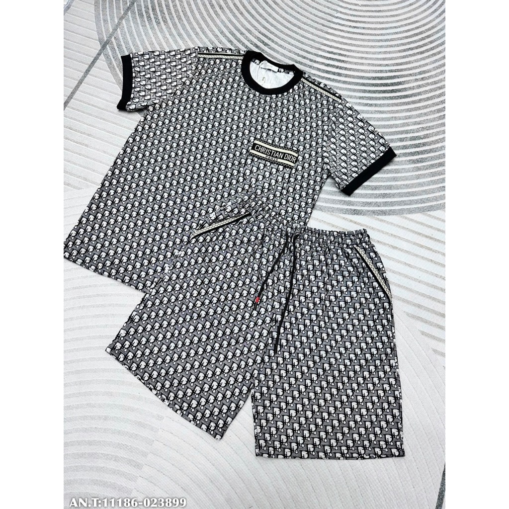 🔥Hot🔥 Bộ Thun Cộc Tay Nam Di.or Mùa Hè - BỘ Nam Quần Đùi Chữ In Unisex Chất Thun Cotton Co Dãn 4 Chiêu