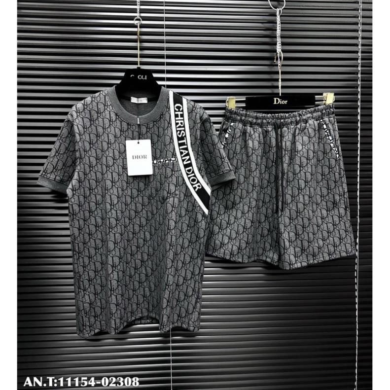 🔥Hot🔥 Bộ Thun Cộc Tay Nam Di.or Mùa Hè - BỘ Nam Quần Đùi Chữ In Unisex Chất Thun Cotton Co Dãn 4 Chiêu