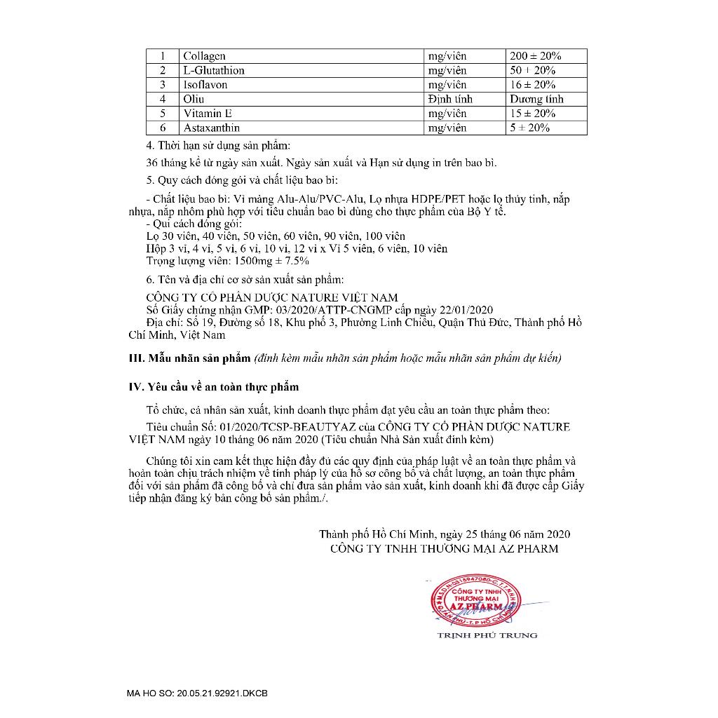 Chính Hãng Viên Uống Trắng Da Glutathion Beauty Gold AZ Dưỡng Trắng Da Mờ Thâm Nám Phục Hồi Da