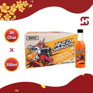 Hỏa tốc - nước tăng lực rồng đỏ chai pet hương đào yuzu 24 chai x 330ml