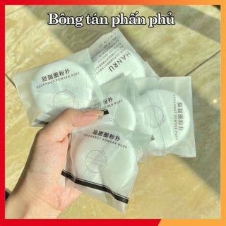Bông tán phấn phủ dặm phấn Cotton Puff màu trắng đường kính 6cm ZSFP