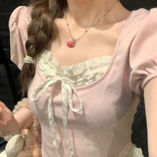 ÁO THUN CROPTOP PHỐI BÈO TRƯỚC CỘT NƠ H660