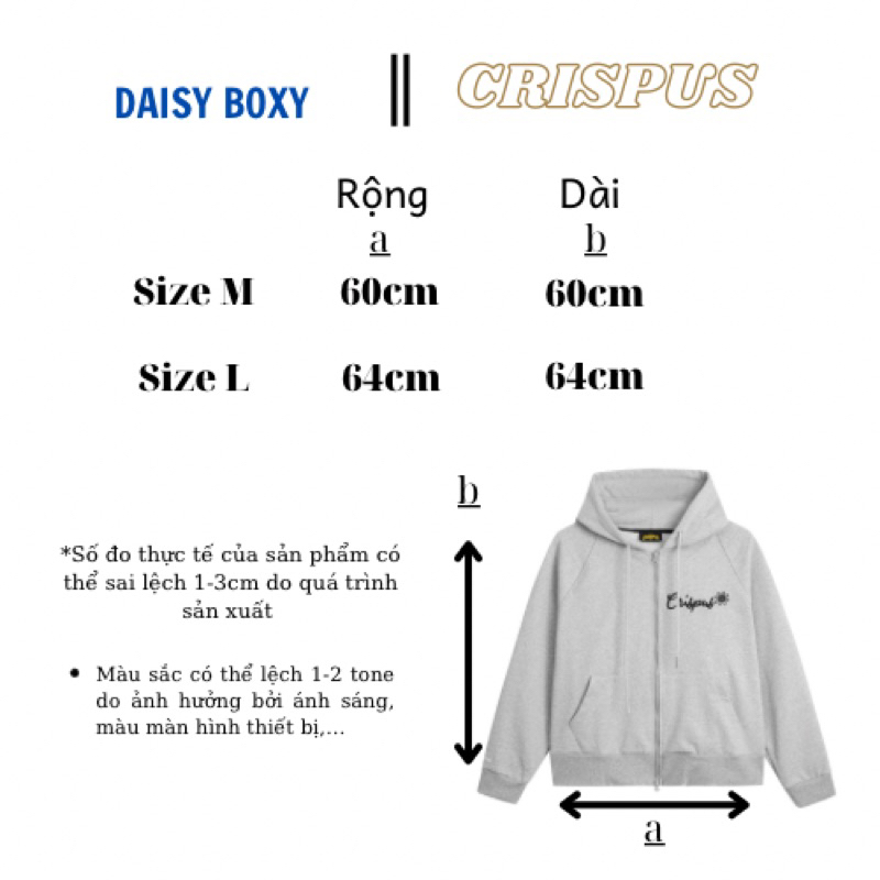 𝗗𝗮𝗶𝘀𝘆 Hoodie zip/ form boxy full màu