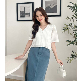 Olv - áo hebe button top