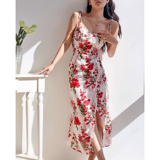 Order 15 ngày- Đầm hai dây hoa vạt xéo #1047