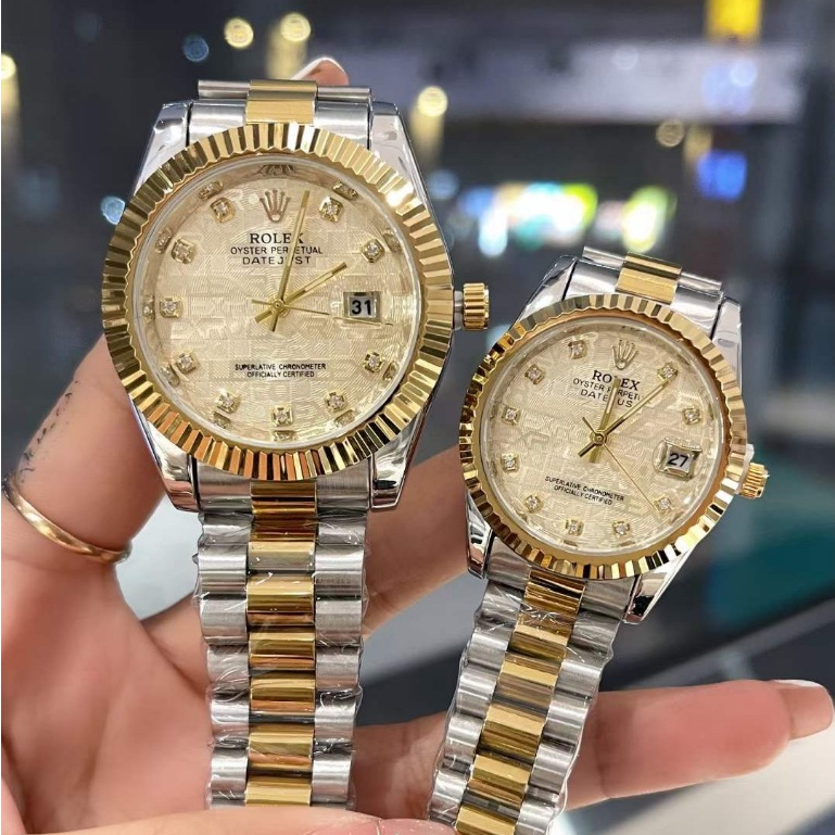 Đồng hồ nam Rolex Date Just - Máy Quatz viền băm cao cấp, dây kim loại đúc nguyên khối không bay màu - Bảo hành 1 năm