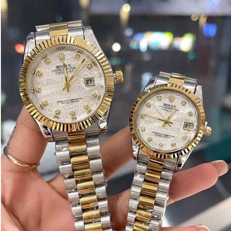 Đồng hồ nam Rolex Date Just - Máy Quatz viền băm cao cấp, dây kim loại đúc nguyên khối không bay màu - Bảo hành 1 năm