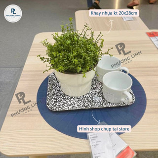 Khay phục vụ, khay trà chữ nhật họa tiết chấm đen 20x28cm varkul - chính hãng ikea