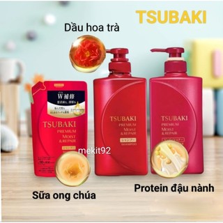 Dầu gội / Dầu xả dưỡng tóc bóng mượt Premium Moist Tsubaki 490ml