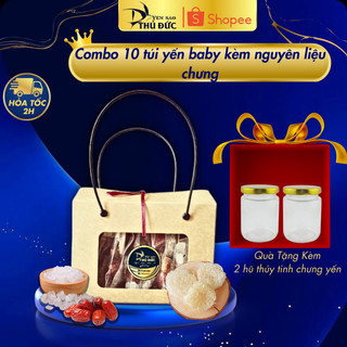 Combo 10 Túi Yến Tinh Chế Vụn Baby Nguyên Chất 100% Tặng Kèm Phụ Gia Và 2 Hũ Thuỷ TInh  - Yến Sào Thủ Đức