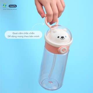 Bình nước trẻ em Có Ống Hút INOCHI Nắp đậy kín chống rò rỉ, Phù hợp cho các bé mang đi học