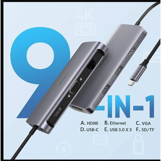 Bộ chuyển đổi đa năng UGREEN CM121 CM212 cho MacBook, Dell XPS 13, và thiết bị máy tính điện thoại h