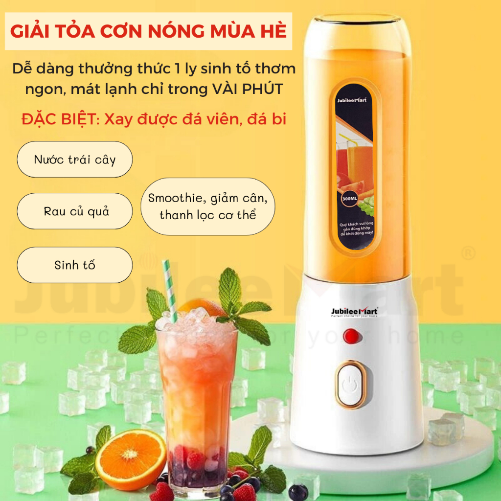 Máy Xay Sinh Tố Jubilee Mart 300ML Cầm Tay Xay Nhanh Nhuyễn 10 Lưỡi Dao Siêu Bén