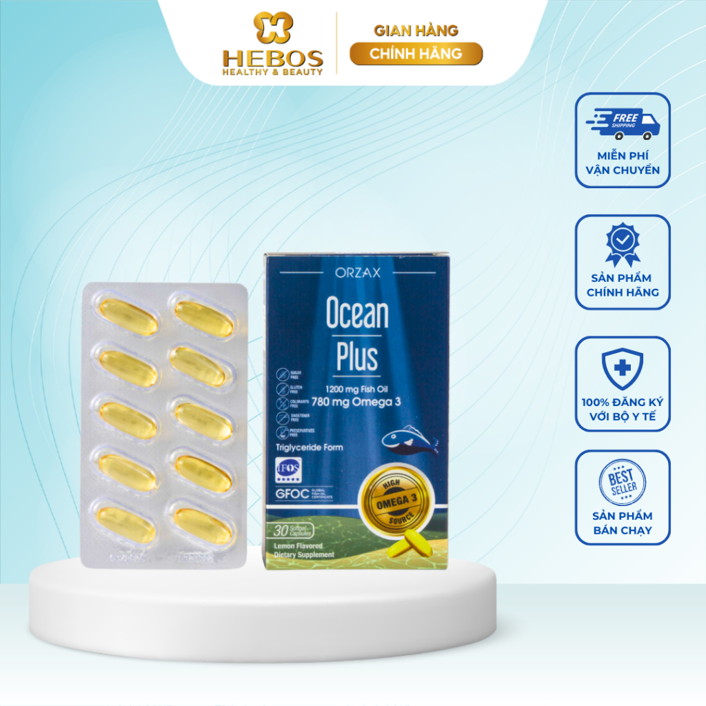 Viên Uống Bổ Sung Omega 3 Ocean Plus 30 Viên - Hebos Official Store