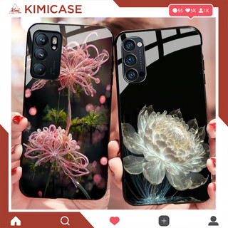 Ốp Oppo Reno 6 , Reno 6z 5G , Reno 5 , Reno 4 , Reno 4 Pro lưng kính cường lực hoa lá ( VIDEO QUAY THẬT )