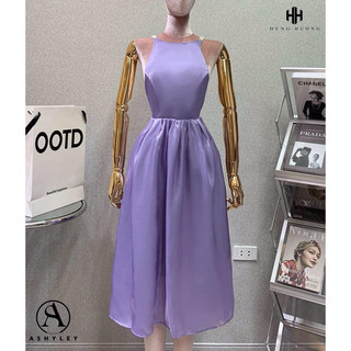 ĐẦM MIDI TƠ HỞ LƯNG DÂY NGỌC (còn màu tím) - ảnh thật cận chất