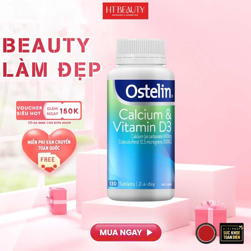 Ostelin Kids Calcium &amp; Vitamin D3 Canxi Khủng Long Cho Bé 90 viên HT BEAUTY