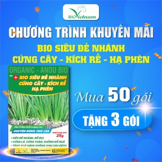 Combo 50 gói phân bón hữu cơ Bio Siêu Đẻ Nhánh kích rễ hạ phèn chuyên dùng cho lúa - Gói 25g