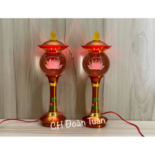 Cặp 2 cây đèn thờ quả cầu pha lê - đèn thờ cúng trang trí