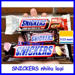 (hsd 12/2025) Kẹo thanh SNICKERS socola nhân đậu phộng lớn 51g/ hạnh nhân SNICKER giảm đường 40g/ nhỏ 20g.