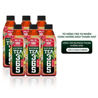 Lốc 6 chai trà đào bupnon tea 365 chai 500ml