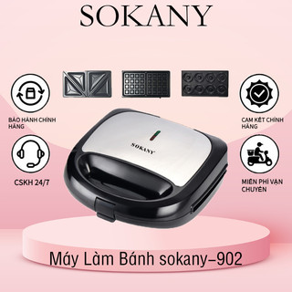 Máy làm bánh kẹp máy làm bánh sandwich tiện dụng 3 in 1- sokany 902