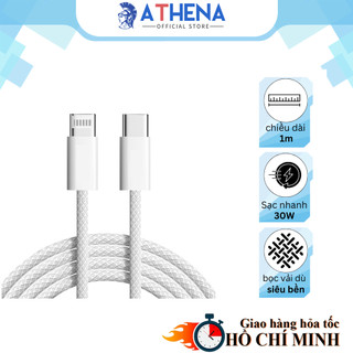 Dây sạc nhanh bọc dù 20w, cáp sạc nhanh dài 1m siêu bền bảo hành 12 tháng lỗi 1 đổi 1