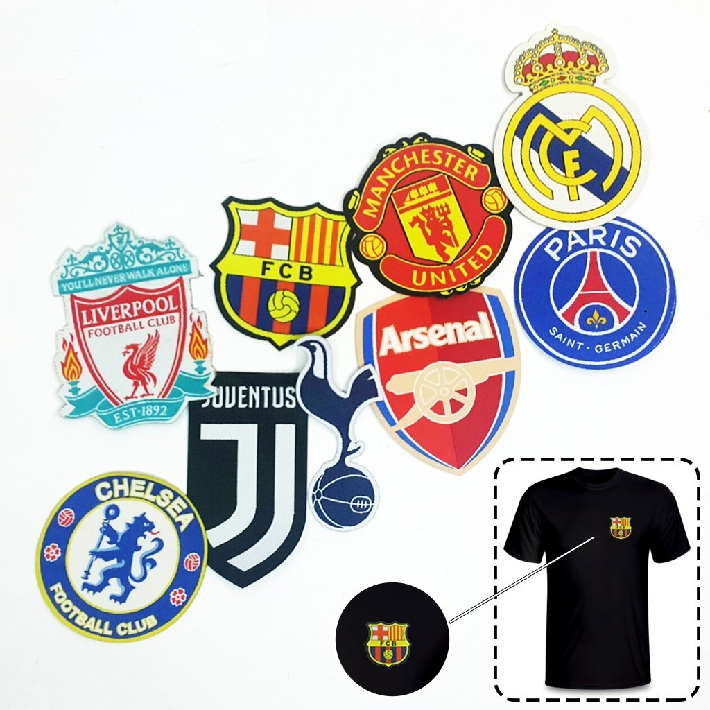 Logo bóng đá ủi quần áo Clb Mu Real Barca Juventus Liverpool Ars Mancity làm bằng vải dệt