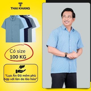 Áo sơ mi nam ngắn tay trung niên THÁI KHANG vải lụa mềm form classic rộng rãi thoải mái  ALUA12