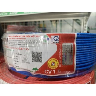 Bán lẻ 50m - cadivi dây điện cadivi 1.5 đơn 7 sợi cv1.5 cuộn giao màu ngẫu nhiên