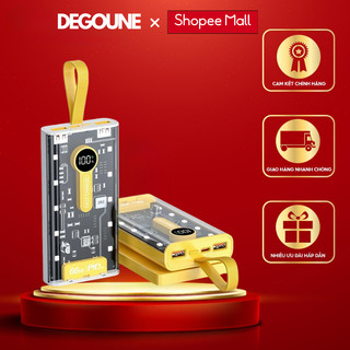 Sạc Dự Phòng Trong Suốt TZ07 Dung Lượng 10000mAh Với 2 Cổng Sạc Nhanh 22.5w và PD 20W Tích Hợp 4 Dây Sạc - DEGOUNE
