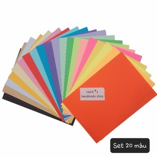 Combo 100 tờ giấy A4 70gsm 20 màu Xếp Origami Thủ Công Handmade Thiệp