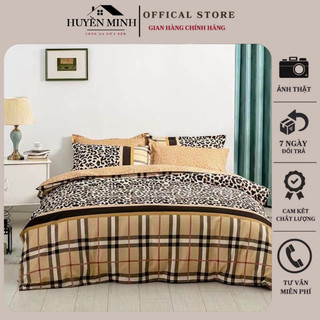 Bộ chăn ga vỏ gối poly cotton bbr da báo cao cấp - set chăn ga gối 5 món loại 1