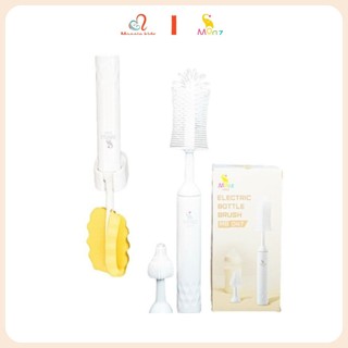 Bộ cọ rửa bình sữa cho bé điện Moaz Bebe MB047, cây rửa bình sữa silicon tự động - Monnie Kids