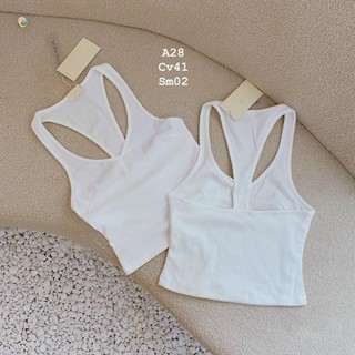 Áo ba lỗ nữ kiểu khoét dây lưng cá tính chất thun gân mềm