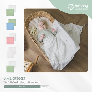 Set 2 Khăn Đa Năng Cao Cấp Cho Bé BU MUSLIN | Chất Liệu Vải Tơ Mềm Mịn Tốt Cho Da Bé