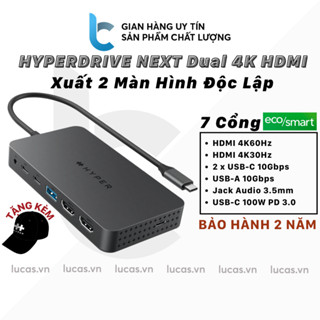 Hub/ Cổng Chuyển USB-C HyperDrive Next Dual 4K HDMI 7 Port Xuất 2 Màn Hình Độc Lập Cho Macbook M1/M2/M3 HD7002GL
