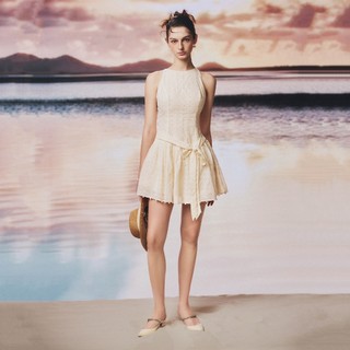 MAVEN - Váy beige cổ yếm đính kết Katherine Dress