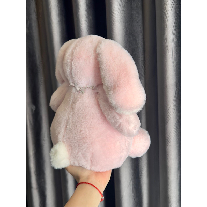 Thỏ bông hồng bụng béo lông mềm cao cấp kèm yếm hoa dễ thương thú nhồi bông đồ chơi quà tặng cho bé