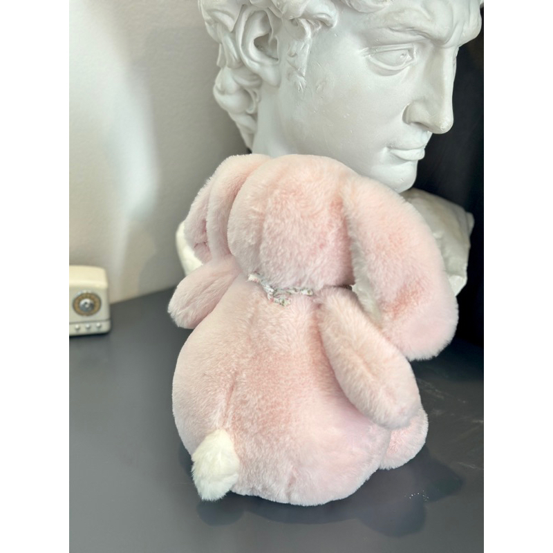 Thỏ bông hồng bụng béo lông mềm cao cấp kèm yếm hoa dễ thương thú nhồi bông đồ chơi quà tặng cho bé