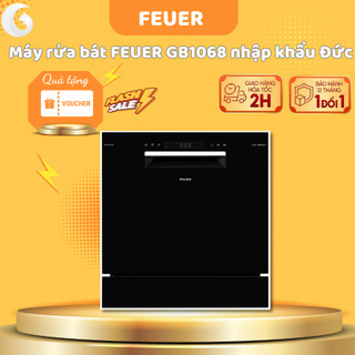 Máy Rửa Bát FEUER GB1068 Made in Germany, Công Nghệ Rửa Kép, Tiệt Trùng Bằng Tia UV,  Động Cơ Biến Tần inverter, BH 3Y