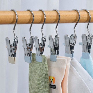 Set 10 Kẹp quần áo đơn -Móc inox treo đồ -Móc treo quần áo đơn có kẹp chống trượt
