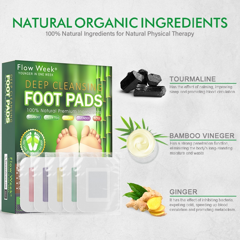 Flow Week Dán Chân Thảo Dược Gừng miếng dán thải độc chân Giảm Căng Thẳng Cải Thiện Giấc Ngủ Chân Loại dán giảm béo