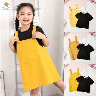 Yếm kèm áo cotton bé gái LITIBABY hình thỏ xinh yêu size 12kg - 35kg
