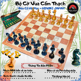 Bộ cờ vua cẩm thạch bàn cờ gỗ nguyên tấm hà mộc cực chuẩn thi đấu cực sang trọng và quý phái